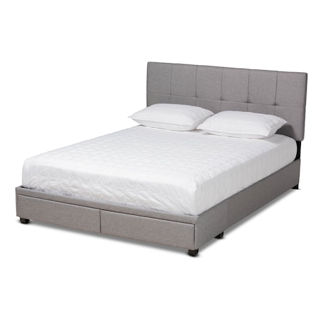 Baxton Studio Netti Light Grey Upholstered 2-Drawer Queen Size Platform Storage Bed 161-9903